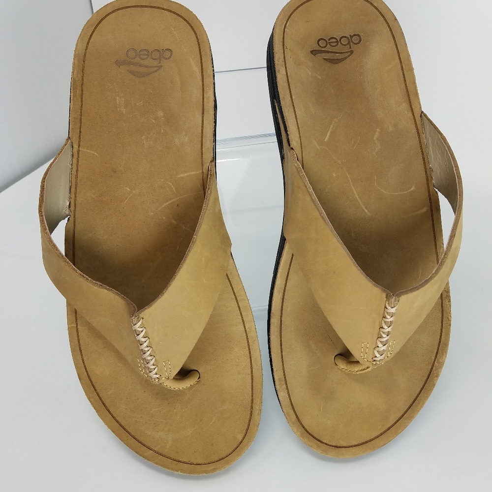 Abeo Alec 10N B.I.O. System tan leather flip flop